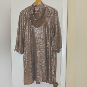 Mumu Show Me Your Mumu Golden Bronze Sparkle Party Dress WithVersatile Tie Sz Md
